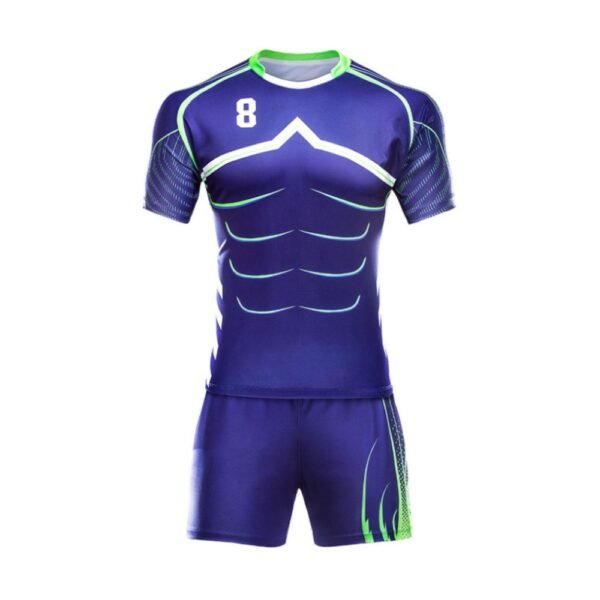 Custom Sublimated American Football Uniform Manufacturer | Pexton Apparel Custom purple and neon green sublimated football jersey with number 8 and matching shorts