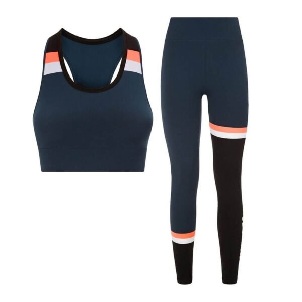 Custom Women Racerback Sports Bra Striped Leggings Set Manufacturer Pexton Apparel