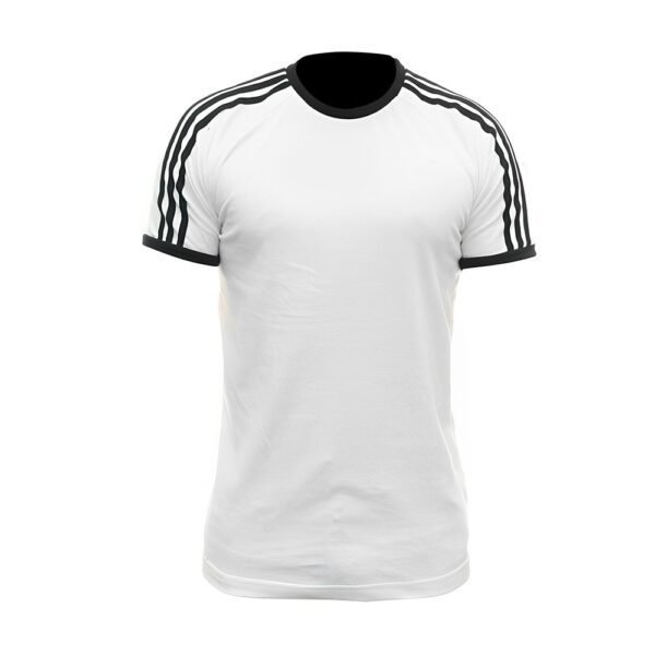Custom 3-Stripe Athletic T-Shirts Manufacturer Wholesale USA UK Custom White Sleeve Stripe Cotton T-Shirt Manufacturer Pexton Apparel