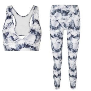 Custom tie dye print women sports bra and high waisted compression leggings activewear set