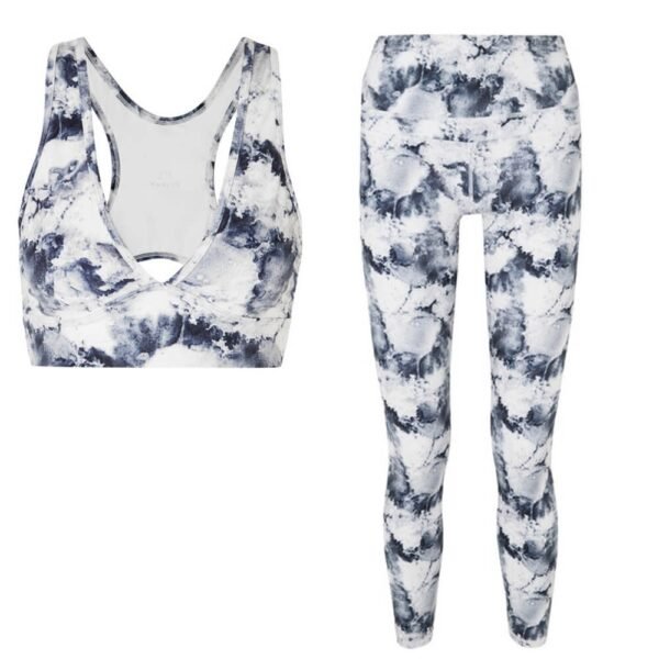 Custom Women Tie Dye Yoga Set Leggings & Sports Bra Manufacturer | Pexton Apparel Custom tie dye print women sports bra and high waisted compression leggings activewear set