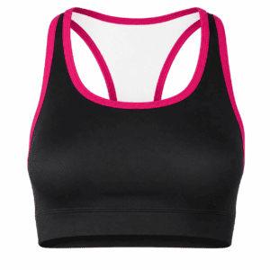 Custom Black and Pink Strappy Racerback Sports Bra - Fitness Gym Top