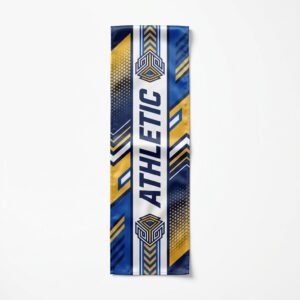 Royal blue and gold sublimated satin club scarf