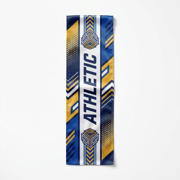 Custom Sublimated Satin Scarf – Athletic Club Design Royal blue and gold sublimated satin club scarf