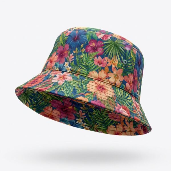 Tropical hibiscus floral all-over print bucket hat