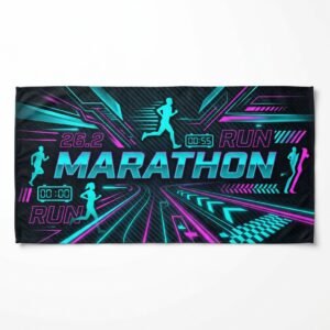 Neon marathon running event towel