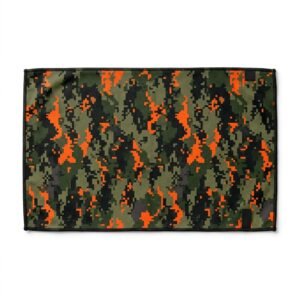 Green and orange digital camo print sports towel