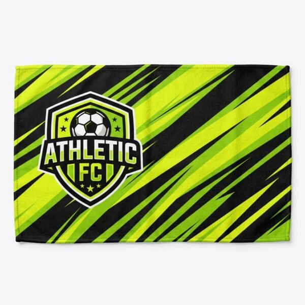 Gym_towel_product_mockup_20261015021651_2 Custom sublimated sports towel with football club crest and neon green slash design