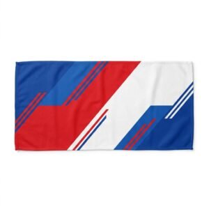 Red white and blue diagonal stripe sports towel