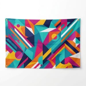 Bright geometric abstract print flag