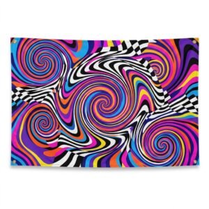 Psychedelic swirl and checkerboard flag