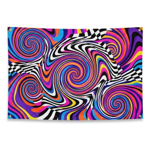 Psychedelic swirl and checkerboard flag