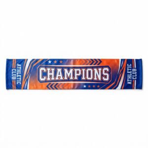 Blue and orange athletic club supporter scarf