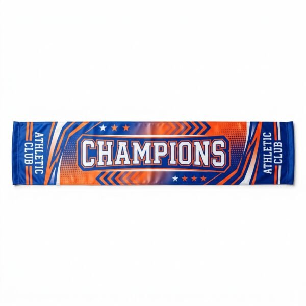 Blue and orange athletic club supporter scarf