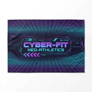 Futuristic neon cyber grid gym towel