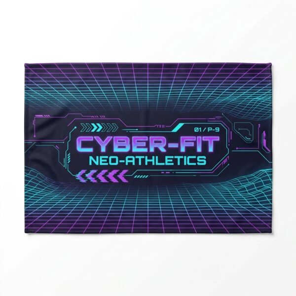 Custom Cyber Neon Gym Towel – Futuristic Design Futuristic neon cyber grid gym towel