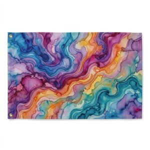 Rainbow watercolour marble art flag