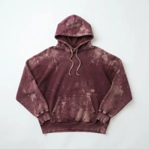 Custom Acid Wash Hoodie – Burgundy Bleach Splatter Burgundy bleach acid wash hoodie