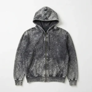 Custom Acid Wash Zip Hoodie – Grey Full Zip Grey acid wash zip hoodie