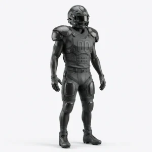 Custom American Football Uniform – Blackout Stealth All black blackout American football uniform with tonal numbers