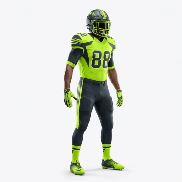 Custom American Football Uniform – Neon Volt & Black Neon volt green and black American football uniform