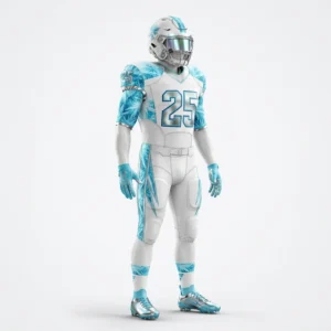 Custom American Football Uniform – Ice Crystal White & Blue White and ice blue crystal sublimated American football uniform