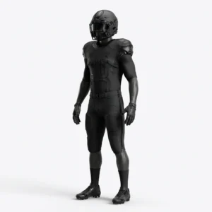 Custom American Football Uniform – All-Black Matte Minimal Matte all black minimal American football uniform