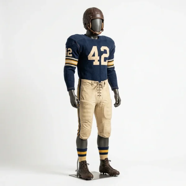 Vintage leatherhead style navy and khaki throwback football uniform