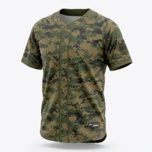 Custom Baseball Jersey – Digital Camo Green digital camo full button baseball jersey