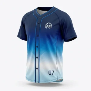 Custom Baseball Jersey – Navy to Sky Blue Fade Navy to sky blue gradient sublimated baseball jersey