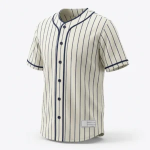 Custom Baseball Jersey – Cream & Navy Pinstripe Blank Cream and navy pinstripe blank baseball jersey
