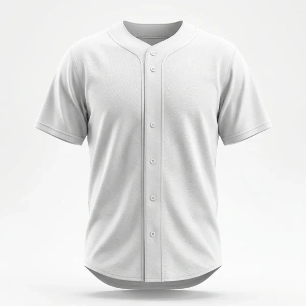 Custom Baseball Jersey – White Blank Full Button Plain white blank full button baseball jersey