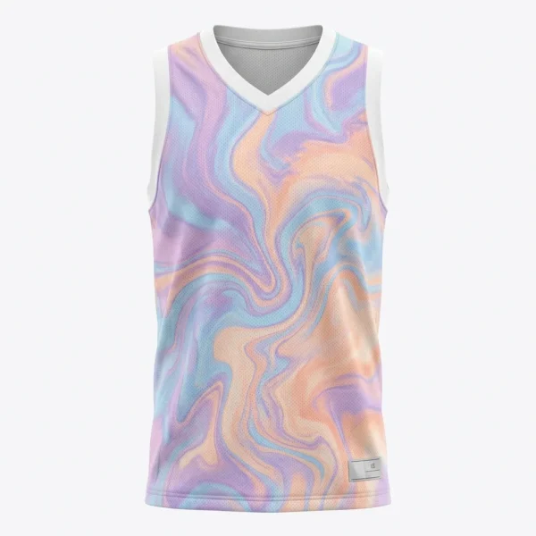 Custom Basketball Jersey – Pastel Marble Swirl Pastel marble swirl sublimated basketball jersey