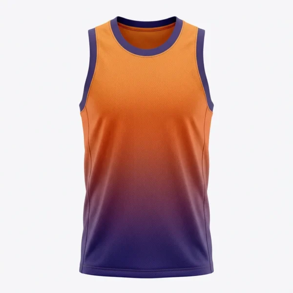 Orange to purple gradient basketball jersey