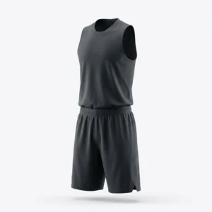 Custom Basketball Uniform – Charcoal Blank Plain charcoal grey basketball jersey and shorts