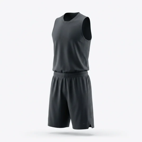 Custom Basketball Uniform – Charcoal Blank Plain charcoal grey basketball jersey and shorts