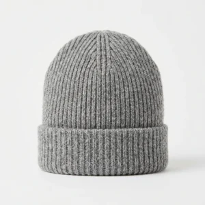 Custom Beanie – Heather Grey Rib Heather grey rib knit cuffed beanie