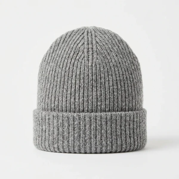 Heather grey rib knit cuffed beanie