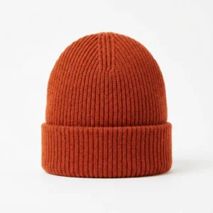 Custom Beanie – Burnt Orange Rib Burnt orange rib knit cuffed beanie