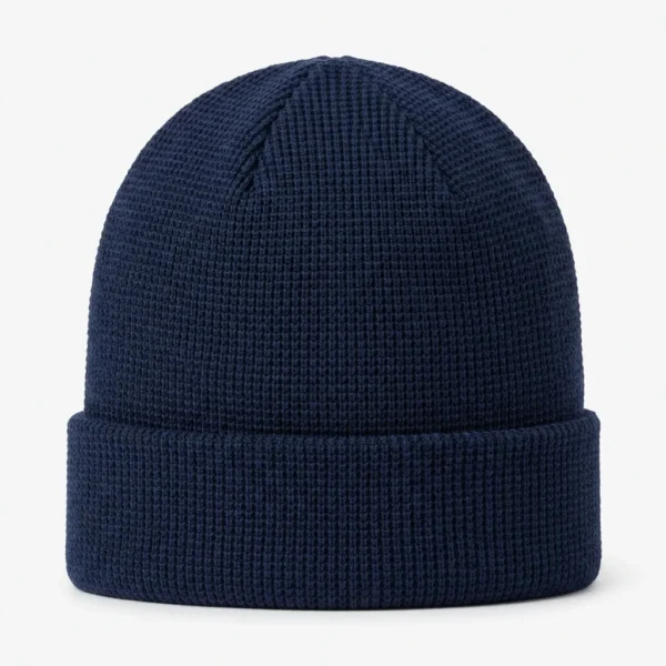 Navy waffle knit cuffed beanie