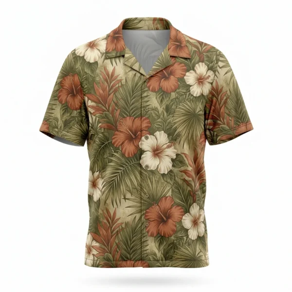 Custom Bowling Jersey – Vintage Hibiscus Hawaiian Vintage hibiscus Hawaiian print bowling shirt