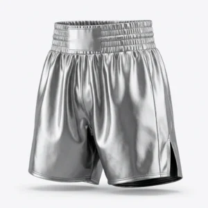 Custom Boxing Shorts – Metallic Silver Metallic silver boxing shorts