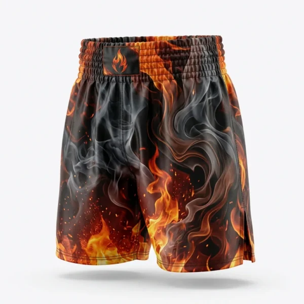 Custom Boxing Shorts – Fire & Smoke Fire and smoke print boxing shorts