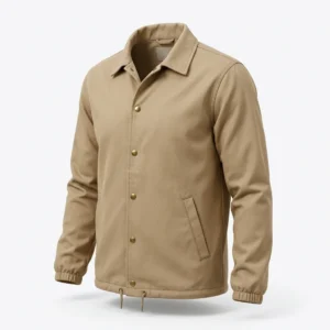 Custom Coach Jacket – Khaki Tan Khaki tan coach jacket with brass snaps