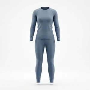 Slate blue womens long sleeve compression set