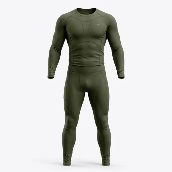 Olive green long sleeve compression set