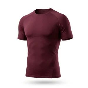 Custom Compression Shirt – Burgundy Short Sleeve Burgundy short sleeve compression shirt