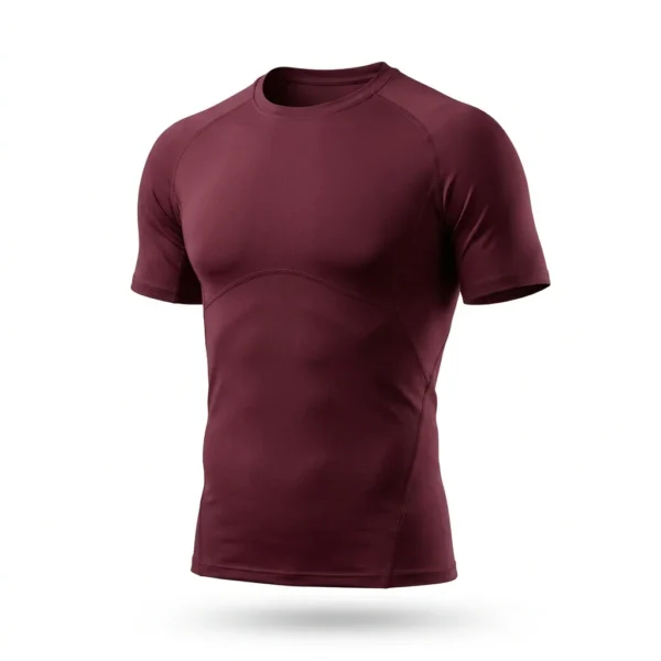 Custom Compression Shirt – Burgundy Short Sleeve Burgundy short sleeve compression shirt