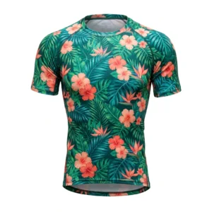 Custom Compression Shirt – Tropical Floral Tropical floral print short sleeve compression shirt