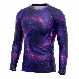 Custom Compression Shirt – Purple Galaxy Purple galaxy print long sleeve compression shirt